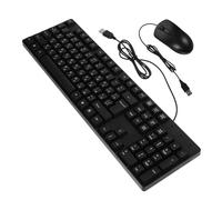 FIXOSHEE Wired Usb Keyboard and Mouse Combo Russian Cyrillic Layout, Silent Typing Computer Supply for Home and Office Use