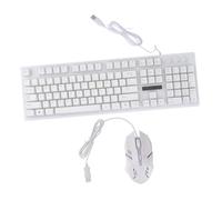 FIXOSHEE Wired USB Mechanical Gaming Keyboard Mouse Set with Luminous Keys White Wear-resistant Material Creative Non-conflict Design for Computer Gamers