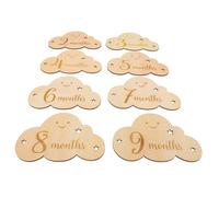 FIXOSHEE Wooden Baby Growth Signs Baby Progress Clouds Memorial Book Making Photo Prop for Newborn Photography in Khaki