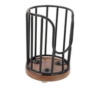FIXOSHEE Wooden Base Paper Cup Dispenser Rack Vintage Black Iron Cup Organizer for Home Kitchen Office Easy Access Countertop Holder Elegant and Practical
