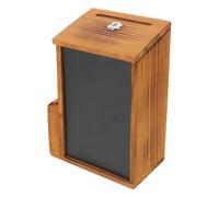 FIXOSHEE Wooden Charity Donation Box with Lock Slot and Blackboard Wall Mounted Solid Wood Ballot Comment Box for Church Fundraising Events Prayer Requests and Secure Collection