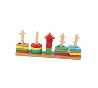 FIXOSHEE Wooden Educational Building Blocks for Beech Wood Shape Matching Colorful Geometry Puzzle to Develop Hand Eye Coordination and Spatial Thinking Skills