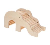 FIXOSHEE Wooden Elephant Shelter Hamster Nest Toy Multi Chamber Hideout for Small Pets Hamster Climbing Ladder Hiding Plaything