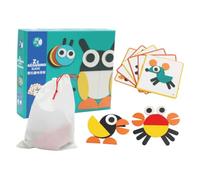FIXOSHEE Wooden Geometric Tangram Puzzle Preschool Learning for Shape Recognition and Cognitive Skills Development Educational Jigsaw Game for Boys and Ages