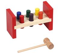 FIXOSHEE Wooden Hammer Early Educational Punching Bench for Safe Non-toxic Paint Hand-eye Coordination and Fine Motor Skills Development Cognitive Activity in Red