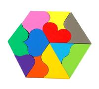 FIXOSHEE Wooden Heart-Shaped Jigsaw Puzzle Set, 11pcs Colorful Brain Teaser for, Parent Interactive Early Learning Puzzle for Development