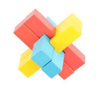 FIXOSHEE Wooden Ming Lock Puzzle for Educational Brain Teaser Intellectual Game Montessori Wooden Cube for Logical Thinking and Hand-eye Coordination Development