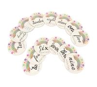 FIXOSHEE Wooden Monthly Cards Accessories Newborn Growth Marker Photo Props 14Pcs Set Hand-Painted Numbers Sturdy Keepsake for Newborn Growth Recording and Shower