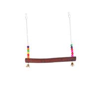 FIXOSHEE Wooden Parrot Hanging Swing with Beads Safe Bird Playground for Climbing and Exploring Includes Cute Bells to Attract Parrots Natural Suspension Bridge for Parakeets Random Color