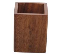 FIXOSHEE Wooden Pencil Holder for Desk Pen Cup with Walnut Finish Compact Makeup Brush Organizer for Cosmetics Pens Highlighters and Scissors Storage Space-saving Desktop Craft Stand