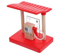 FIXOSHEE Wooden Railway Gas Station Model Pretend Train Gas Station Accessory for Building Playset Imaginative Educational for Railway Scene Development