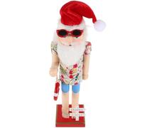 FIXOSHEE Wooden Santa Nutcracker Figurine Hawaiian Nutcracker Christmas Ornaments Tropical Beach Party Decoration