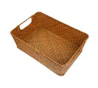 FIXOSHEE Woven Bread Basket Natural Straw Organizer for Kitchen Pantry Home Storage Light Orange Reusable Decorative Sundries Container