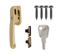 FixRello Fastener Casement Window Handle for Timber Surfaces | with Key, Mount/Wedge and Screws for Easily Installation and Security (1, Gold)