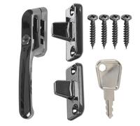 FixRello Fastener Casement Window Handle for Timber Surfaces | with Key, Mount/Wedge and Screws for Easily Installation and Security (2, Black)