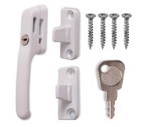 FixRello Fastener Casement Window Handle for Timber Surfaces | with Key, Mount/Wedge and Screws for Easily Installation and Security (1, White)