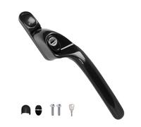 FixRello Window Handle 40mm Spindle - Offset Left-Handed espag Inline Locking Handle for DIY and Home Repairs - uPVC Window Handle - Comes with Screws, Caps and Key (Black, Left Hand)