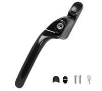 FixRello Window Handle 40mm Spindle - Offset Right-Handed espag Inline Locking Handle for DIY and Home Repairs - uPVC Window Handle - Comes with Screws, Caps and Key (Black, Right Hand)