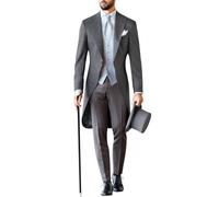 FIXRIMCH Three Pieces Tailored Bridegroom Black Morning Suit Wedding Tuxedo for Men Groomwear Slim Blazer Vest Pants Sets, Grey, M