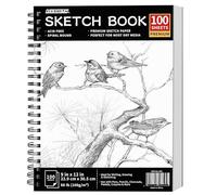 FIXSMITH A4 Sketch Books 1 Pack, Spiral Notebook Cartridge Paper Drawing Pads 100 Sheets White Artist Paper Hard Cover