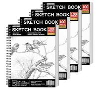 FIXSMITH A4 Sketchbook 4 Packs, 9"X12" Sketch Book 100 Sheets (68 lb/100gsm), Drawing Pad for Kids, Spiral Bound Artist Sketch Pad, Ideal for Kids,Beginners,Artists, Bright White