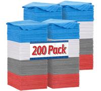 FIXSMITH Shop Towels, Pack of 200, Microfibre Cleaning Cloth Bulk, Microfiber Towels for Cars, All-Purpose Absorbent Cleaning Rags, Dust Cloth for Automotive, Mechanic, Garage, Bar, 11.5 x 11.5 inch