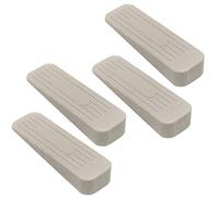 fiXte 4 Pack of Deluxe Heavy Duty Non-Slip Rubber Door Wedge Stopper, Light Grey/Cream