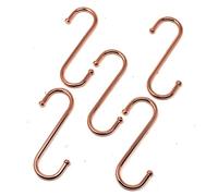 fiXte 5 x S Style Hook Ball End Utensil Hangers Hooks Mugs Pots Pans Clothes Tools Kitchen Home Office Workshop 100mm (Copper)