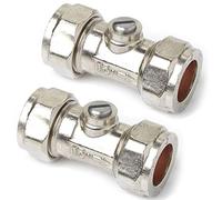 fiXte® Isolating Valve, 15mm, Chrome Plated, Pack of 2