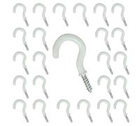 fiXte® Plastic Coated Shouldered Mug Cup Hooks, 25 mm (1.1/2 inch) - White (Pack of 25)