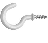 fiXte Plastic Coated Shouldered Mug Cup Hooks, 38 mm (1.1/2 inch) - White (40)