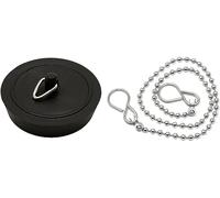 fiXte Replacement Sink Plug Shower Bath Black 45mm (1 3/4") With 450mm (18") Chain or 38mm (1 1/2") With 300mm (12") Chain