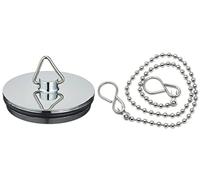 fiXte Replacement Sink Plug Shower Bath Chrome 45mm (1 3/4") Plug with 450mm (18") Chain or 38mm (1 1/2") Plug with 300mm (12") Chain (38mm Plug - 12" Chain)