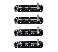 fiXte Straight Tower Bolt - Black 4" Great to Increase Security on Garden Gates, Shed Doors, Internal and External Doors. Fixings Included. (4)