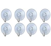 fiXte Suction Cup Hooks Clear PVC Sucker Pads 45mm Kitchen Wall Hangers Window Sucker Hook No Drill for Glass Tile Door Bathroom Shower Christmas Lights Hanging Wreath (Pack of 8)