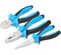 FIXTEK 3 Pcs Pliers Set with Soft Grip Handles, Combination, Heavy Duty, Long Nose Side Cutters Steel