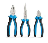 FIXTEK 3 Pcs Professional Pliers Set Heavy Duty Combination Long Nose Side Cutter Pliers Construction with Soft Grip Handles for Comfort Precision & Durability Ideal for Home DIY & Industrial Use