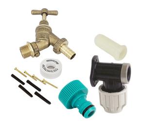 Fixthebog™ Professional 20mm Mdpe Outside Tap Kit With Plastic Wall Plate And Garden Hose Fitting Dcv