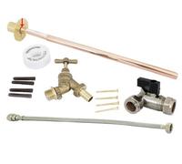 Fixthebog™ Professional 350mm Outside 1/2 Inch Hose Union Bib Tap Set - Complete Fixing Kit And Through Wall Backplate