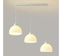 Fixture Dining Room Hanging Chandelier, 3-Lights for Kitchen Island, Indoor Metal Pendant Light with Glass Shades, White