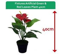 Fixtures Artificial Green & Red Leaves Plant 40cm
