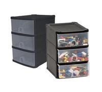 Wham Handy 3-Drawer Storage Tower - Stackable Plastic - Black