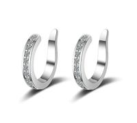 Fixura Ear Clips, Zafiller Ear Clip, Adjustable Pierceless Earring Cuff for Women, Sparkling Zirconia Huggie Ears Corrector Cuff For Unisex, Everyday Wear (Silver)