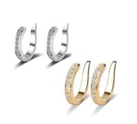 Fixura Ear Clips, Zafiller Ear Clip, Adjustable Pierceless Earring Cuff for Women, Sparkling Zirconia Huggie Ears Corrector Cuff For Unisex, Everyday Wear (2Pcs)