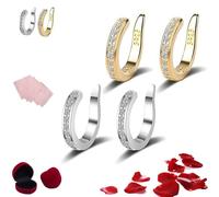 Fixura Ear Clips, Zafiller Ear Clip, Ear Cuff Earrings for Women, Thin Chunky Ear Cuffs Non Piercing, Trendy Sparkling Cubic Zirconia Fake Earrings(2 pairs)