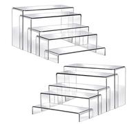 Fixwal 10pcs 2 Set Acrylic Risers for Display Clear Acrylic Riser Display Stands Acrylic Display Risers for Show Funko Pop Figures, Cupcake, Jewelry, Toys, Perfume and More (Large Size)