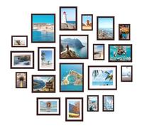 Fixwal 20 Pack Picture Frames Collage Wall Decor Wall Frame Set for Gallery Wall Decor, Hanging or Tabletop Display, Assorted Wooden Picture Frames Including 8x10, 5x7, 4x6 Family Photo Frames, Brown