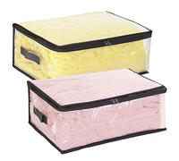 Fixwal 2pcs Small Comforter Storage Bags with Zipper 35L Capacity, Clear Plastic Closet Storage and Organizers for Clothing Sweaters Bedding Blankets