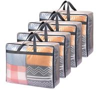 Fixwal 4 Pack 75L Extra Large XL Clear Storage Bags With Zipper for Blankets, Quilts, Clothes, Comforter, Bedding and Pillows
