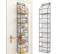 Fixwal 5-Shelf Over The Door Hanging Pantry Organizer with Clear Plastic Pockets Behind The Door Storage Organizer Large Capacity Organizer for Closet Bedroom Bathroom (Grey)